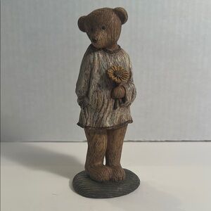 Boyd’s Bears Charming Brown Bear Figurine with Yellow Flower sculpture
